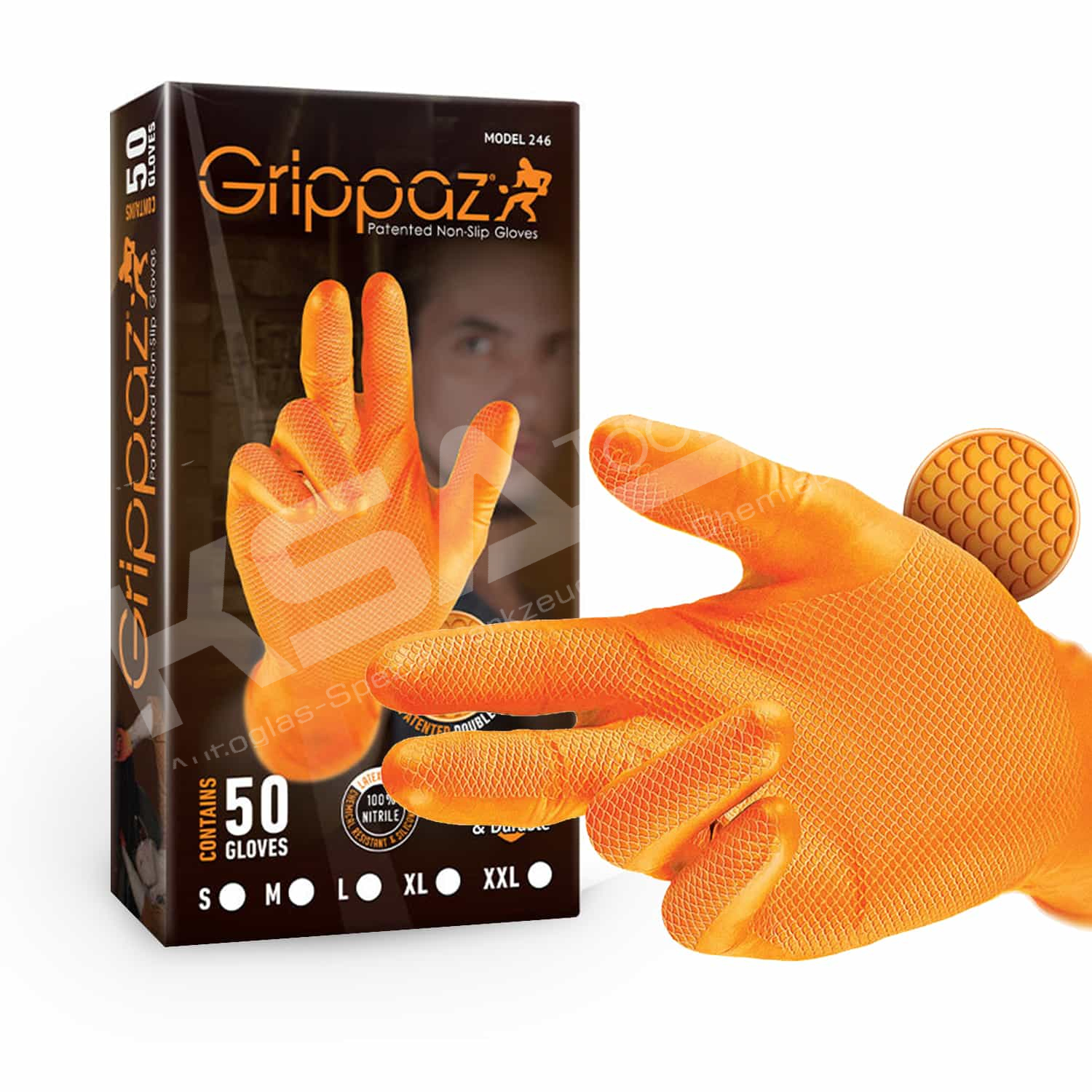 Grippaz Nitril-Handschuhe orange, L