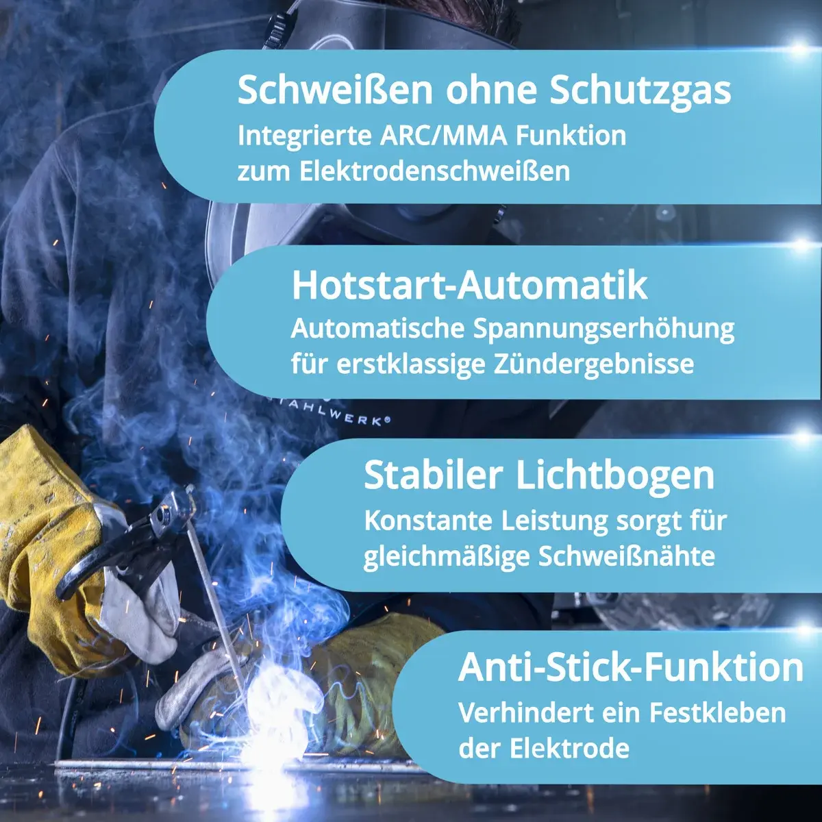 STAHLWERK Schweißgerät AC/DC WIG 200 ST Digital Kombischweißgerät 200 A – Bild 5